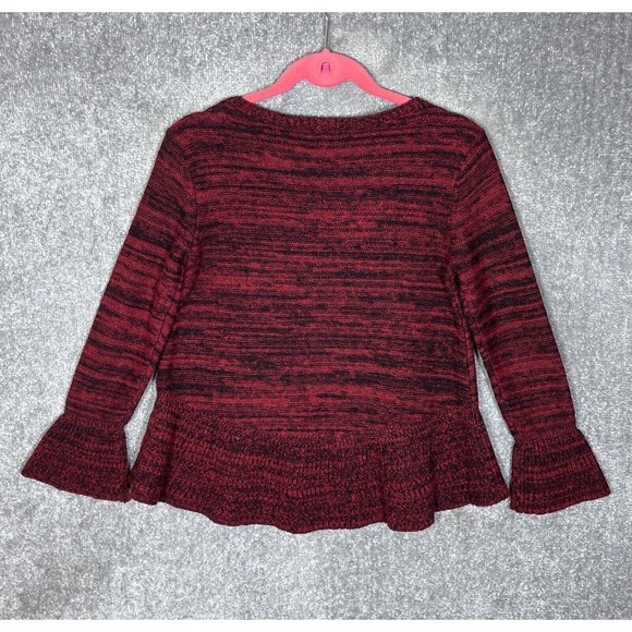 Style &‎ Co Spacedye Bell Sleeve Peplum Hem Sweater Womens Size Petite Medium PM - Picture 2 of 6